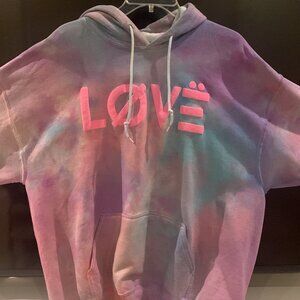 AARON CARTER LOVE HOODIE - Tye Dye Pink blue Sz OS handmade by Aaron RARE!